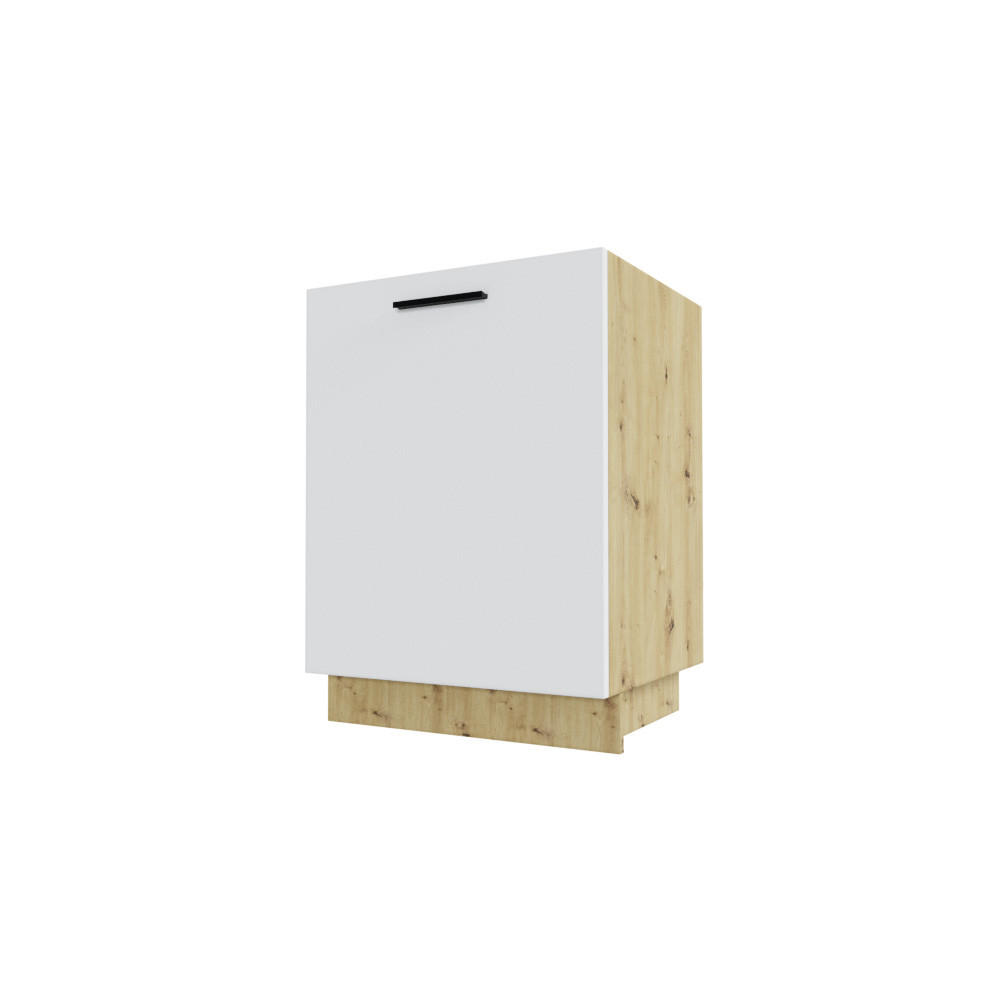 Feldmann-Wohnen Küchenunterschrank Weiß, Eiche Artisan 60x82x50 cm