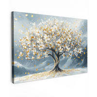 LEINWANDBILD Baum - Winter - Baum des Lebens - Modern - Gold Wohnzimmer 120x80 cm - Goldfarben, Textil (120/80cm) - MuchoWow
