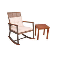 OUTDOOR-SCHAUKELSTUHL Mainz mit Beistelltisch Hellbraun Gartenstuhl - Hellbraun, Holz (45/45/45cm) - DELUKE