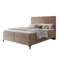 BOXBETT VERA 120x200 cm mit Matratze und Topper, Dichter wasserabweisender Samt Hellbraun - Hellbraun, Textil (120/200cm) - Idohome