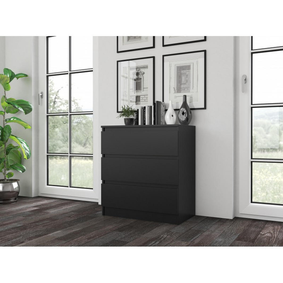 KOMMODE Schwarz 70/75/40 - Schwarz, Holzwerkstoff (70/75/40cm) - RAUMHIRSCH FURNITURE