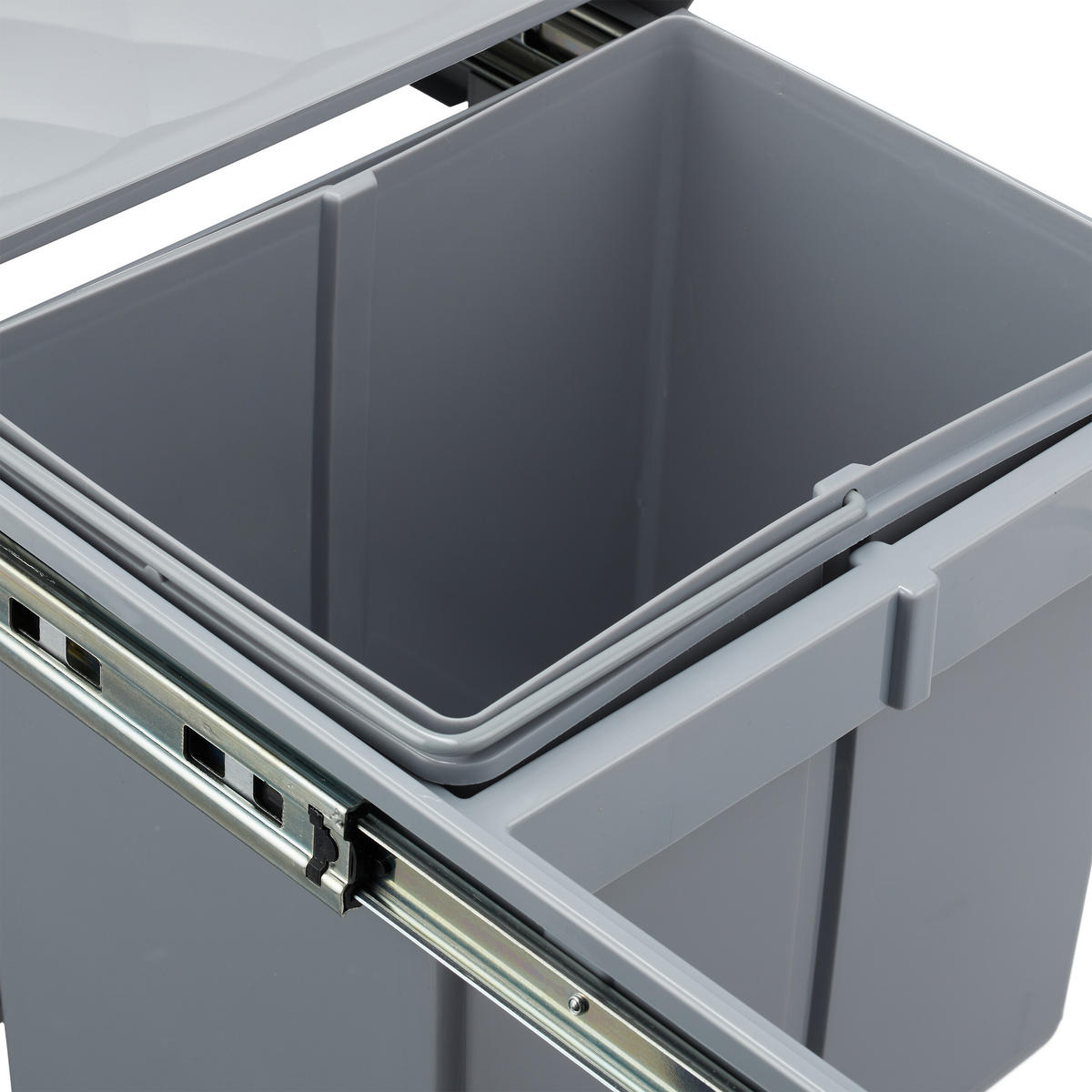 EINBAUMÜLLEIMER 2x15 L - Grau, Kunststoff/Metall (34/34.6/51.8cm) - Relaxdays