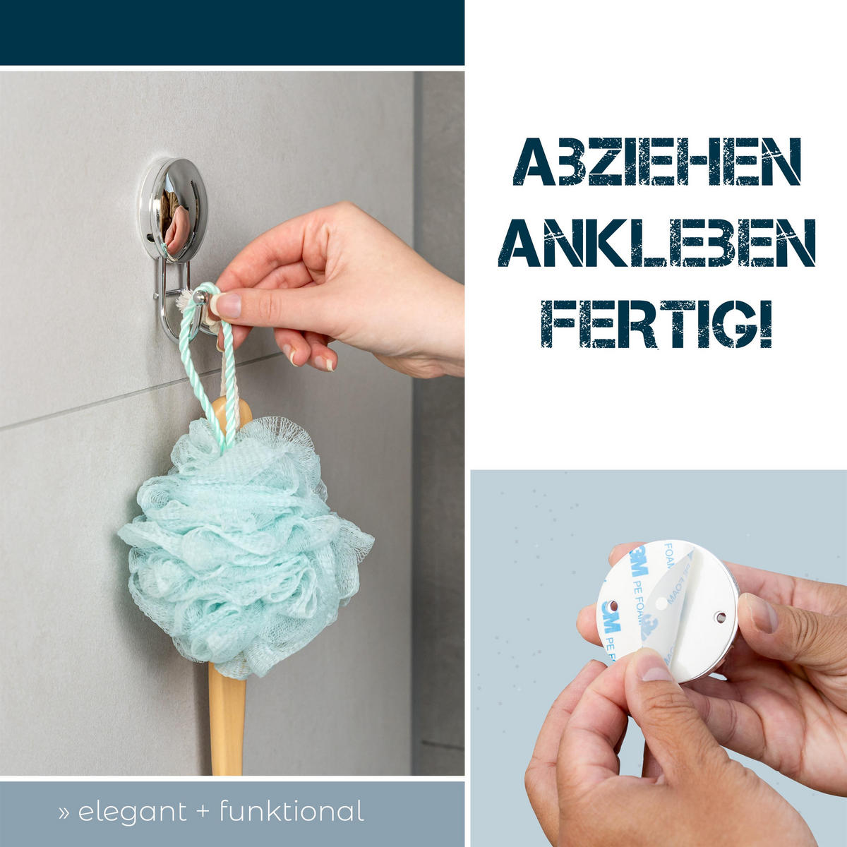 DOPPELWANDHAKEN MOON-LOC - Edelstahlfarben, Metall (6.9/9.4/4cm) - bremermann