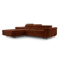 ECKSOFA L Form Arborio Ziegelrot 280/203/90 cm Links mit Schlaffunktion - Schwarz/Orange, Textil/Metall (203/280cm) - AX Living