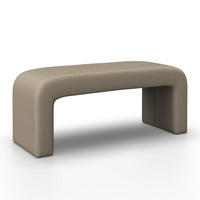 HOCKERBANK Janina Braun Bouclé Gepolstert - Braun, Holz (110/46/41cm) - Bessagi Home