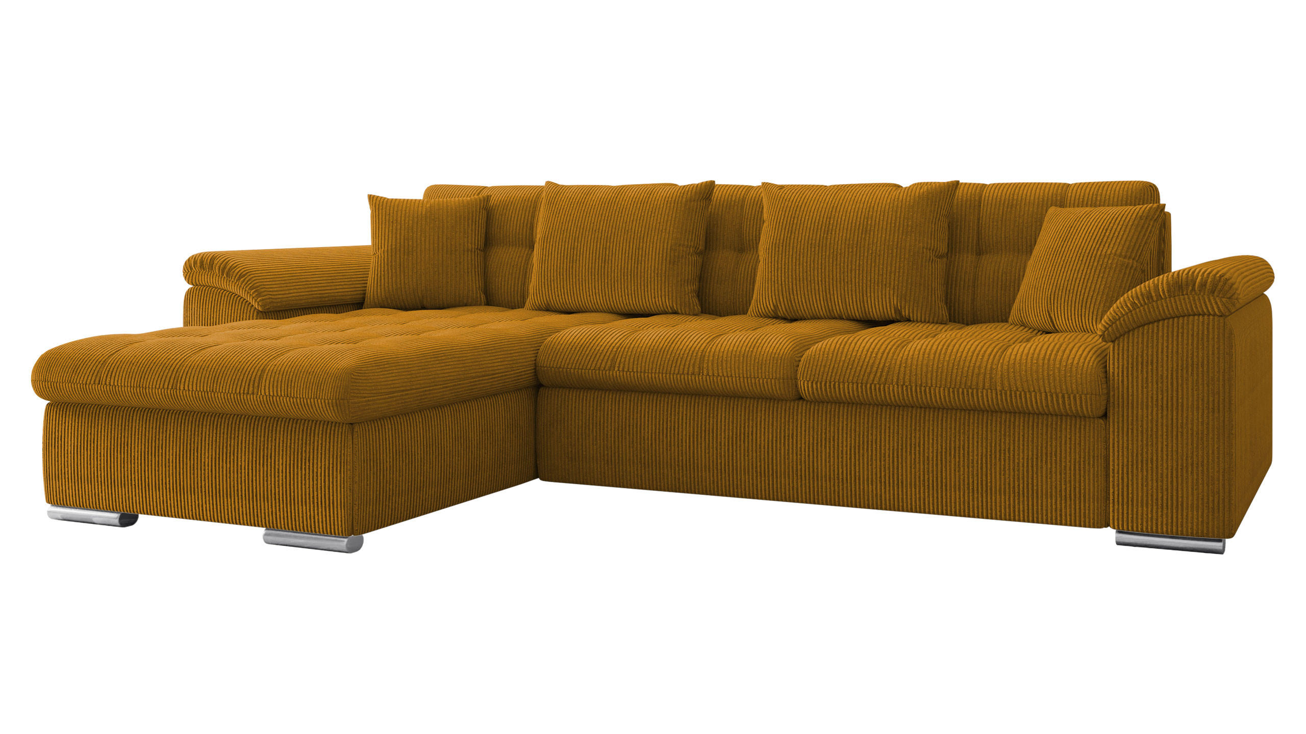ECKSOFA Diana Cord, Seite: Links - Bronzefarben, Holz/Textil (280/160cm) - MIRJAN24