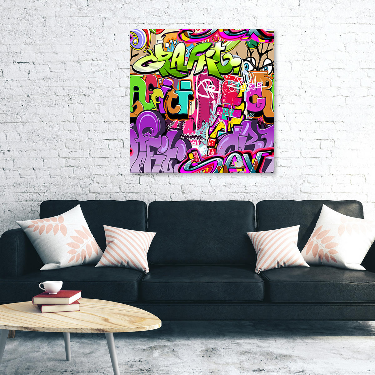 LEINWANDBILD, Graffiti Street art Abstrakt Bunt 50x50cm - Multicolor, Textil (50/50cm) - Feeby