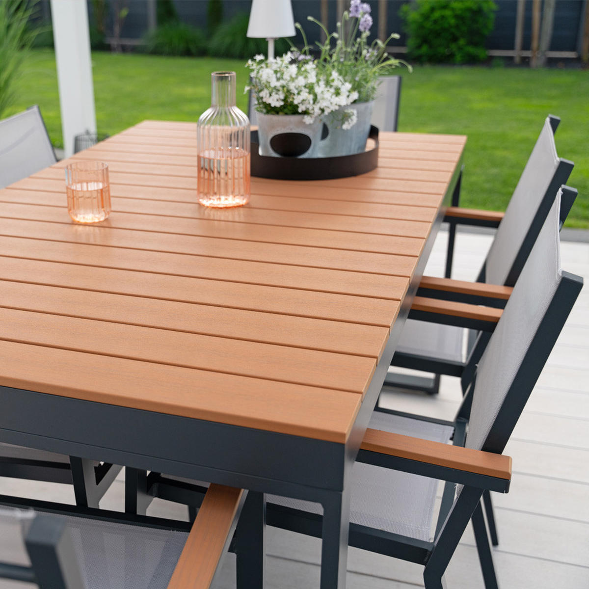 GARTENTISCH SIERA - 160 x 90 - Anthrazit, Kunststoff/Metall (160/90/75cm) - Home Deluxe