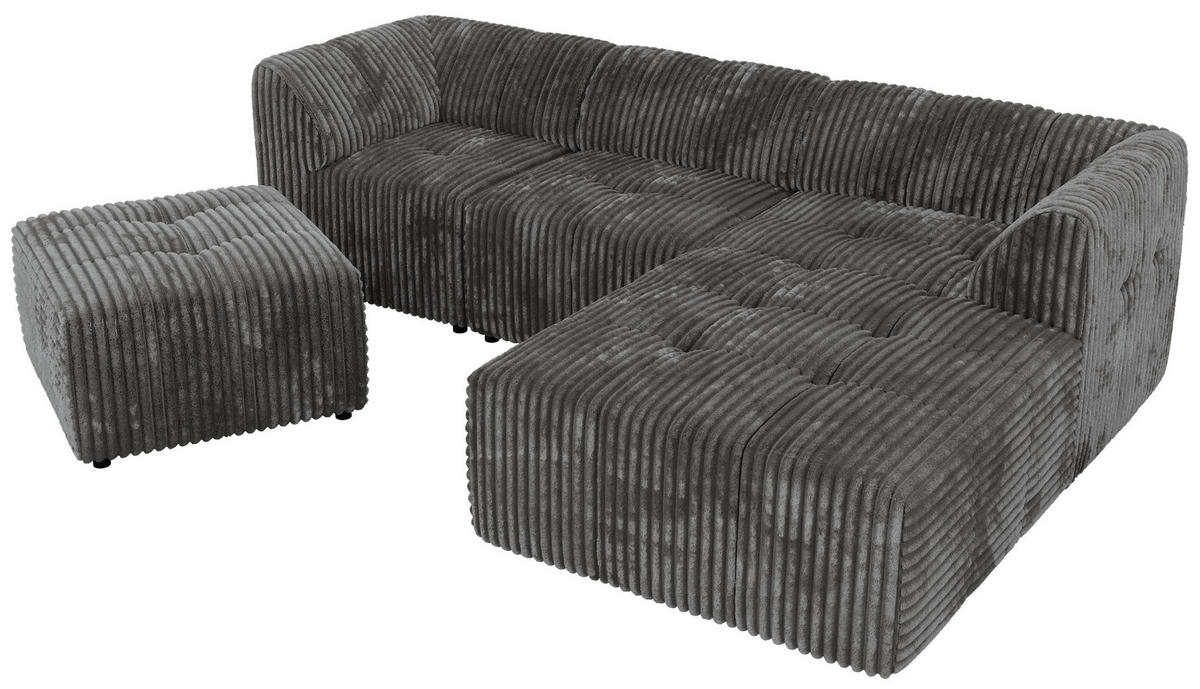 ROHOVÁ SEDAČKA VORITA L 4M - Šedá Manšestr - Pravá - šedá/černá, textil/plast (176/267cm) - MKS