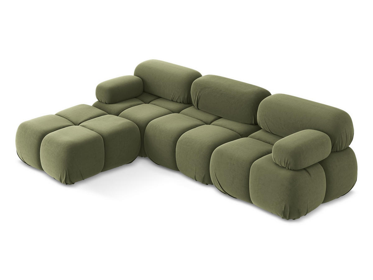 ECKSOFA Beidseitig Samt Stoff Grün - Schwarz/Olivgrün, Kunststoff/Textil (285/191cm) - Makamii