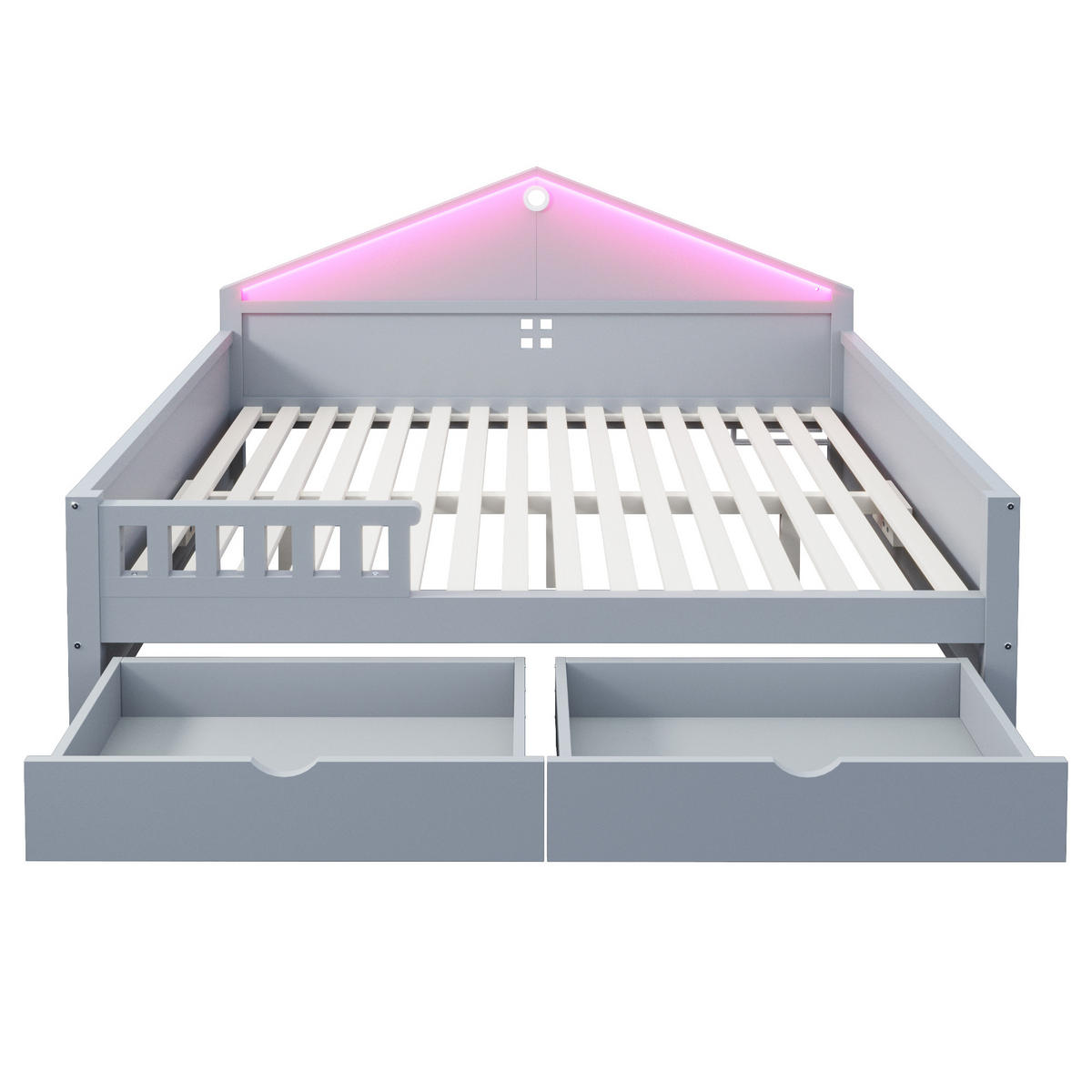 DĚTSKÁ POSTEL 140x200 Šedá LED Rošt - šedá, dřevo (140/200cm) - FLIEKS