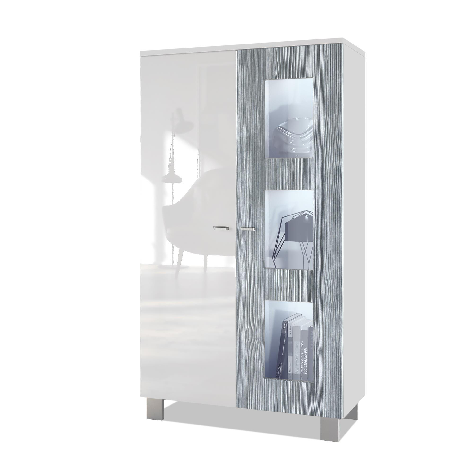 VITRINE Denjo Tür in Avola-Anthrazit - Anthrazit, Holzwerkstoff (71/129/35cm) - Vladon