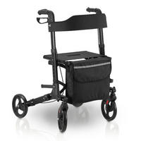 ROLLATOR Vital schwarz klappbar mit Sitzfläche & Einkaufstasche - Schwarz, Metall (63/80/68cm) - Juskys