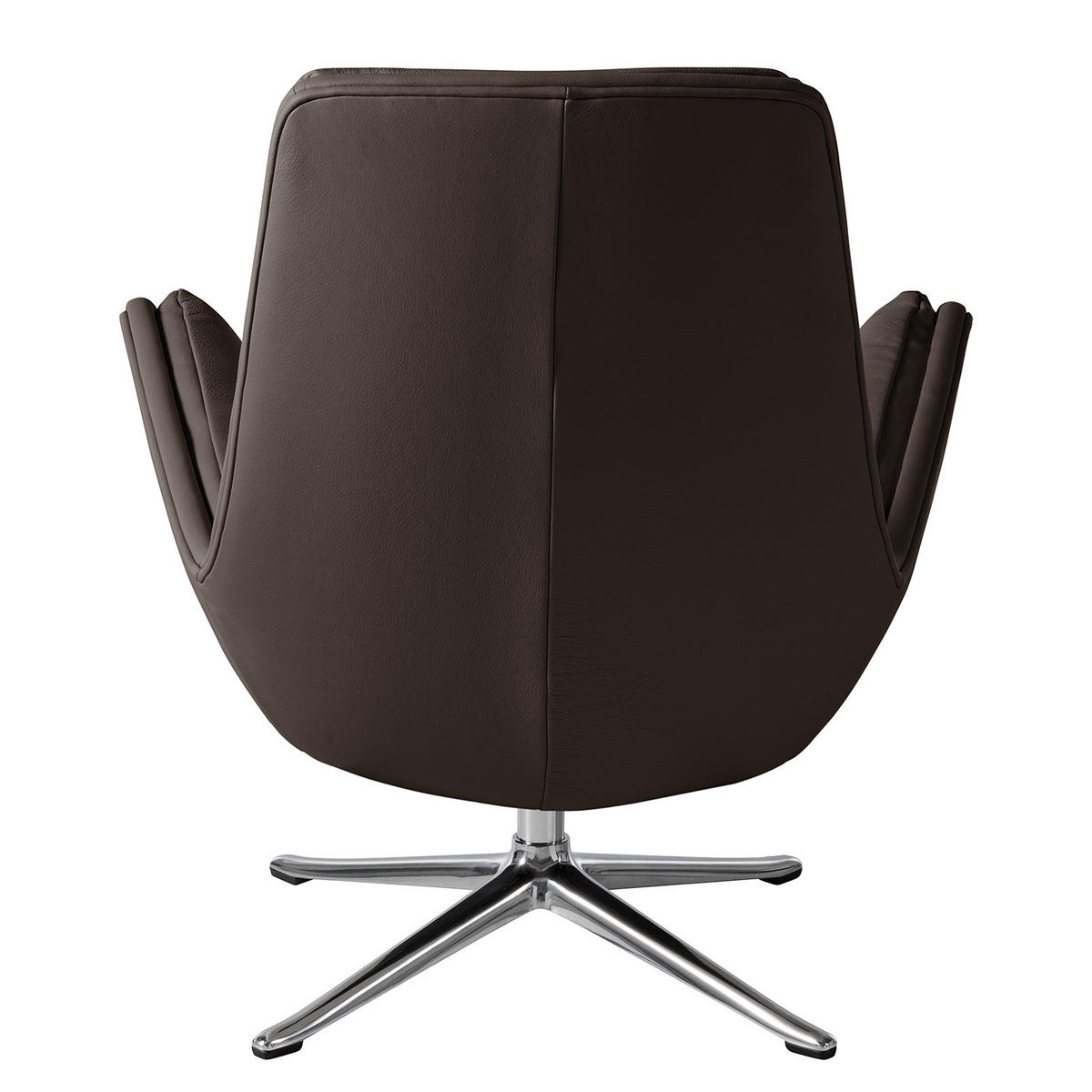 SESSEL mit Kreuzfuß - Chromfarben/Dunkelbraun, Leder/Metall (83/95/97cm) - home24