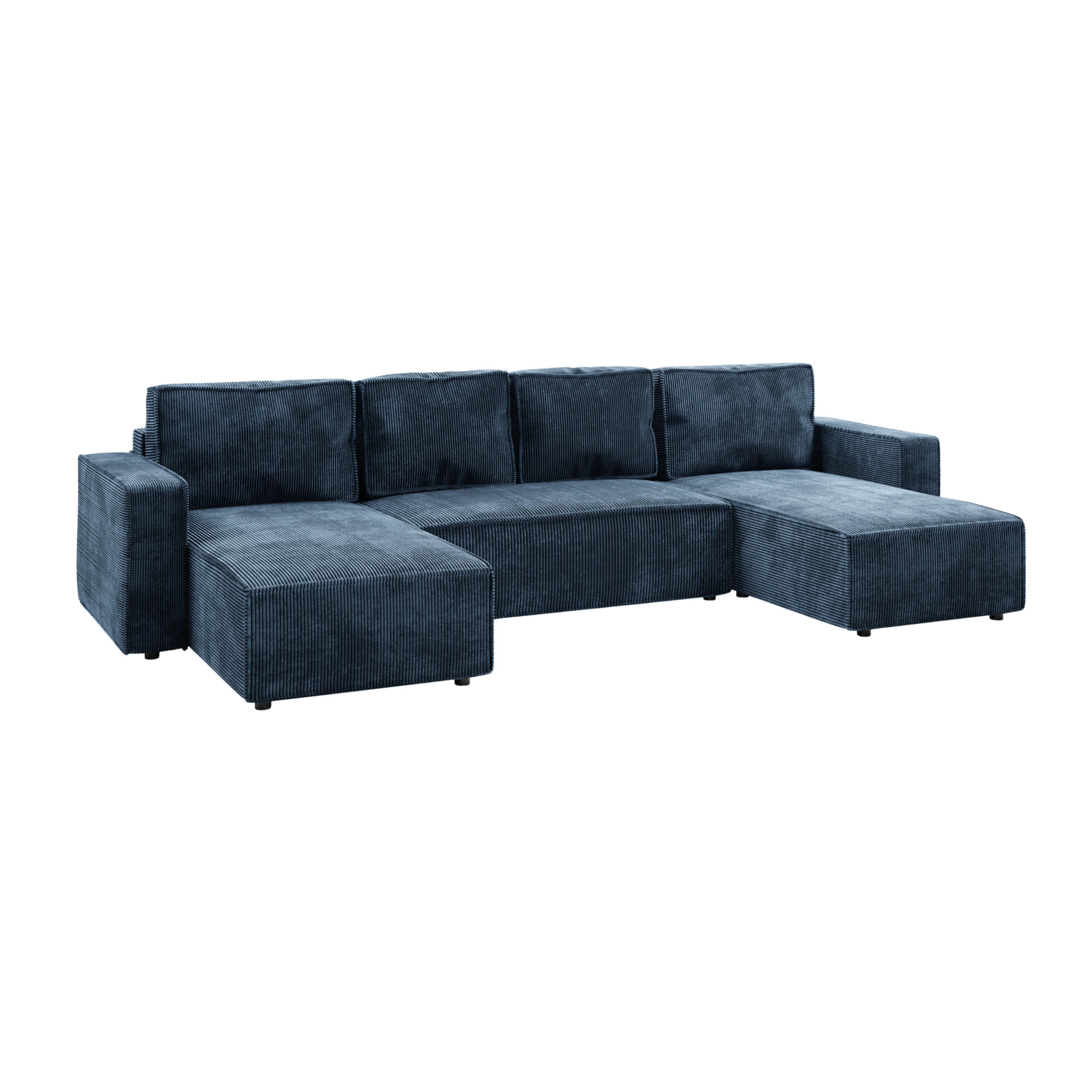 WOHNLANDSCHAFT BRIK XL 338x169 cm, Meerblau Cord Poso, Schlaffunktion & Bettkasten - Dunkelblau, Textil (338/85/169cm) - Excellent Home