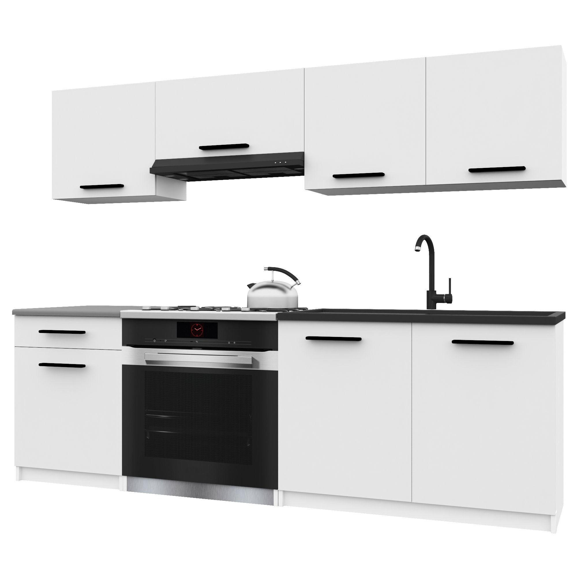 B BELINI GROUP KUCHYŇSKÁ LINKA Italia 1 180 cm, s pracovními deskami, Bílá matná
