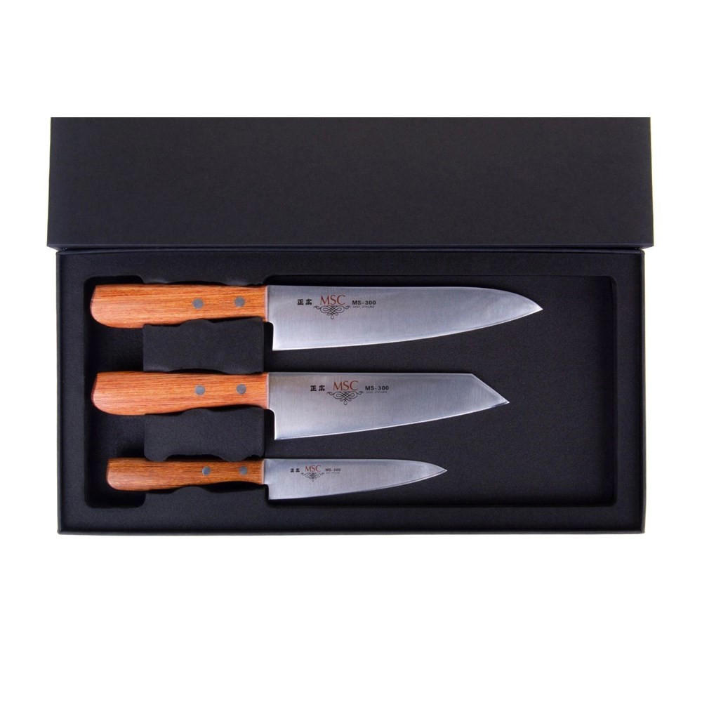 MESSERSET Silber 30.2/5/30.2 cm 110525556BBOMC - Silberfarben, Holz - Masahiro 