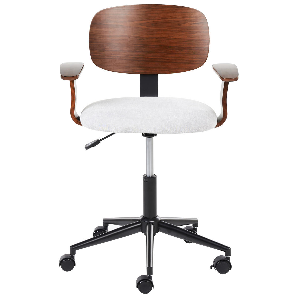 SCHREIBTISCHSTUHL Hellgrau Gunnison - Hellgrau/Braun, Textil (63/74/63cm) - Beliani