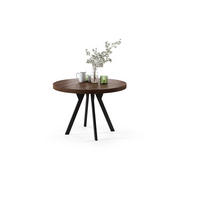 ESSTISCH rund Eiche dunkel - Schwarz matt ausziehbar - Schwarz/Braun, Holzwerkstoff (110/110/77cm) - designimpex