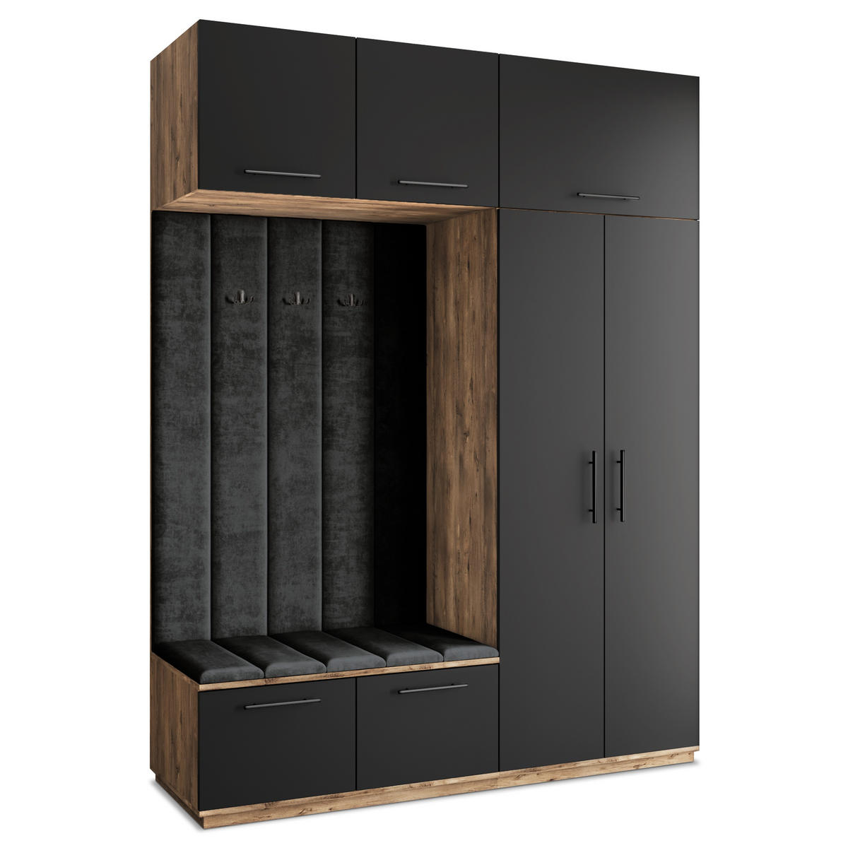 GARDEROBENSCHRANK REMA 180/240/60 cm Modern Eichefarben - Eichefarben/Schwarz, Holzwerkstoff (180/240/60cm) - MASSENO