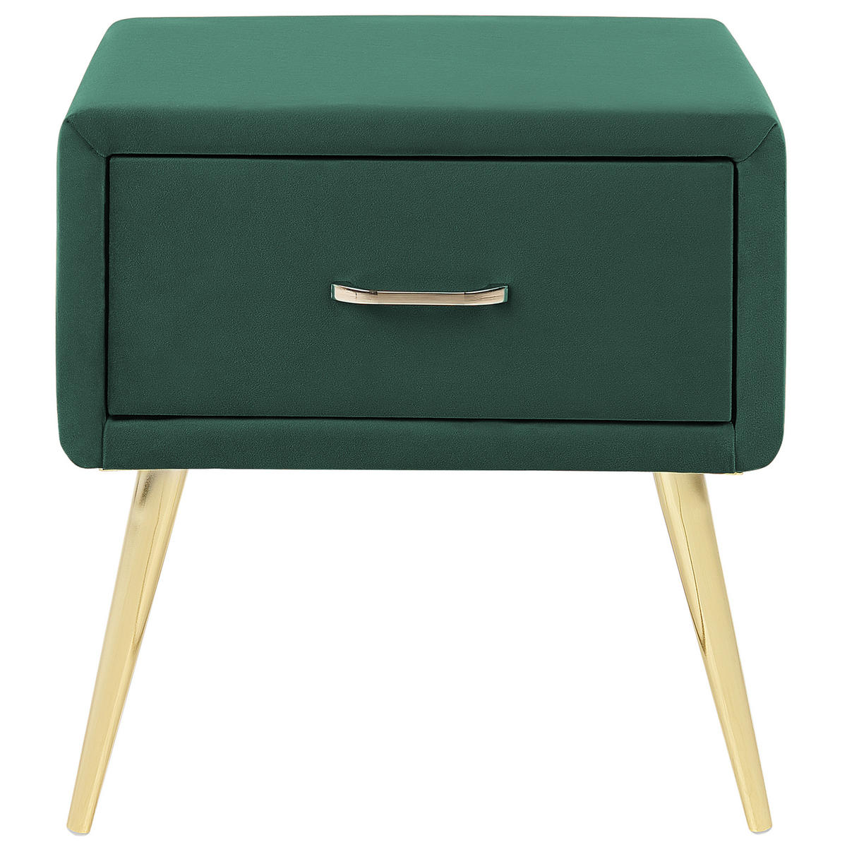 ÉJJELISZEKRÉNY Bársony smaragdzöld/arany 1 Fiók 38/46/49 cm Flayat - smaragdzöld/arany színű, textil (46/49/38cm) - Beliani