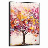 LEINWAND Bilder mit Rahmen - Aquarell - Baum - Kunst - Abstrakt - 70x100 - Multicolor, Textil (70/100cm) - MuchoWow