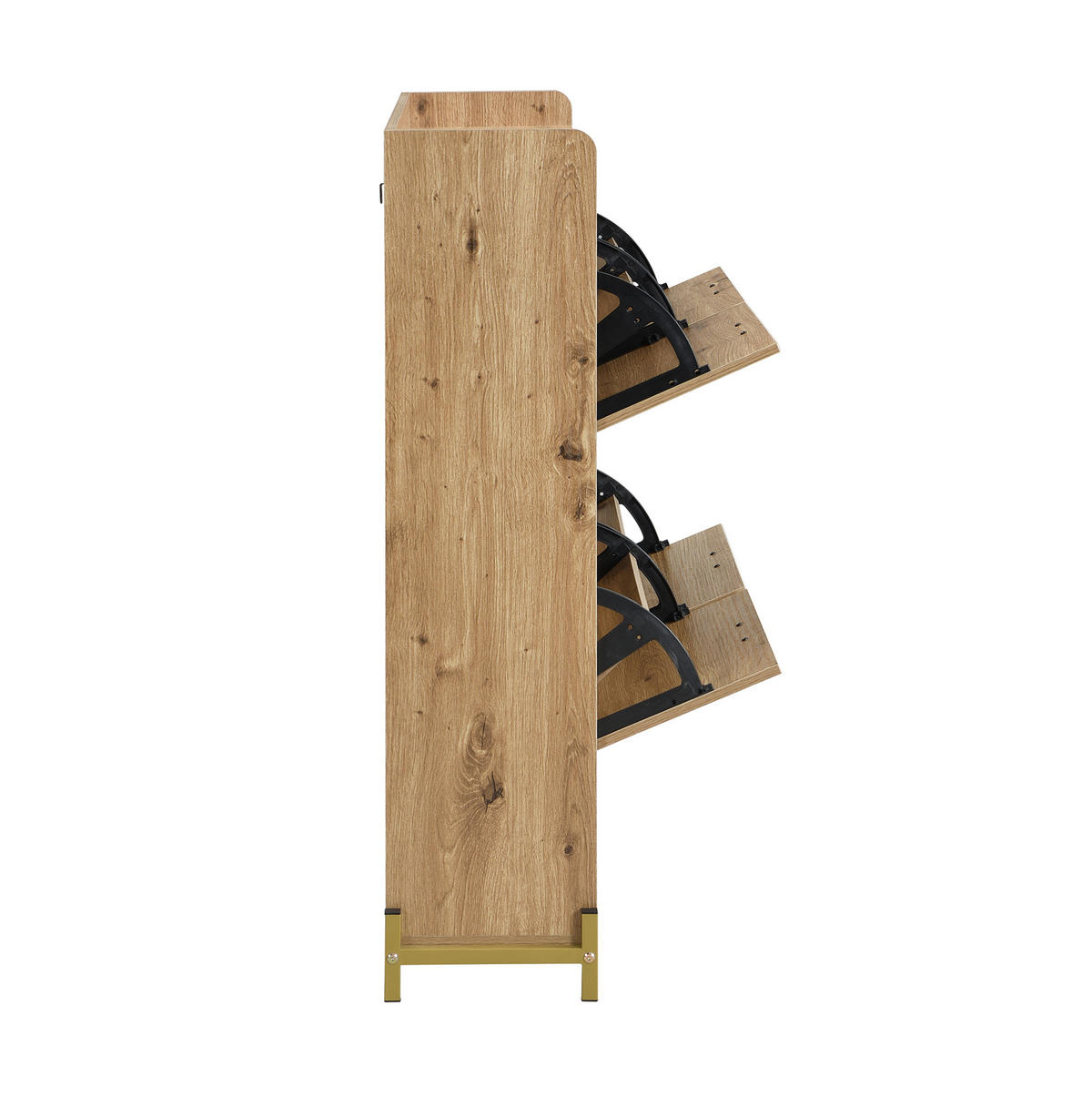 SCHUHSCHRANK aus MDF 108,5x24x100cm in Naturfarben mit Metallfüßen - Naturfarben, Holzwerkstoff (108.5/100/24cm) - Modfu