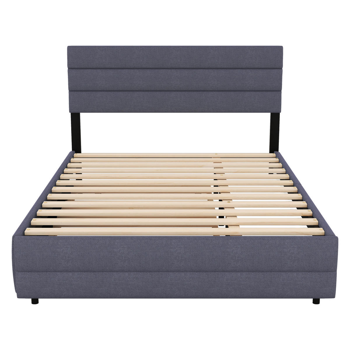 PLATTFORMBETT 140x200cm Grau für 2 Personen 2 Schubladen - Grau, Holz (140/200cm) - FLIEKS