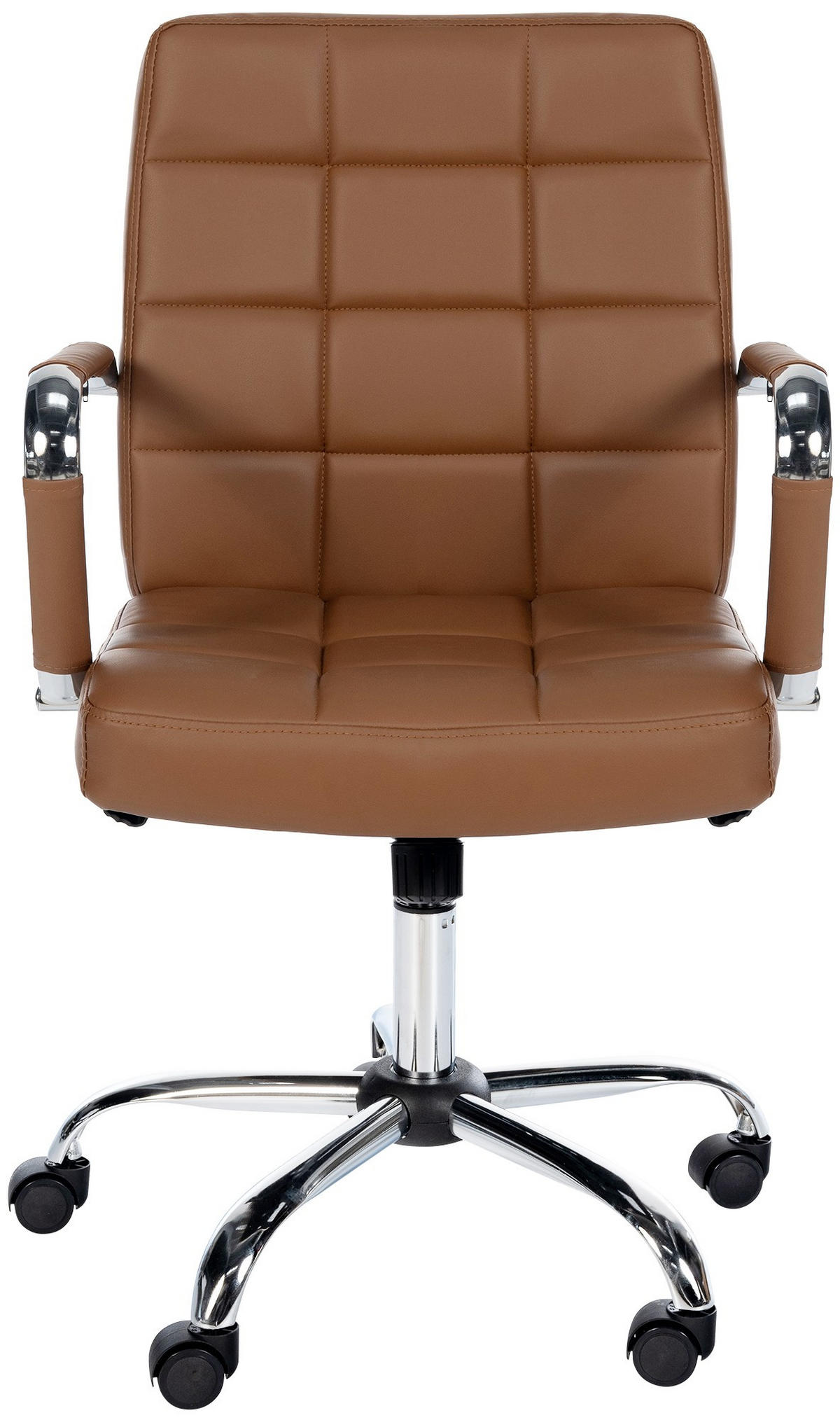 DREHSTUHL Lederlook hellbraun - Chromfarben/Hellbraun, Textil/Metall (58/92/62cm) - CLP