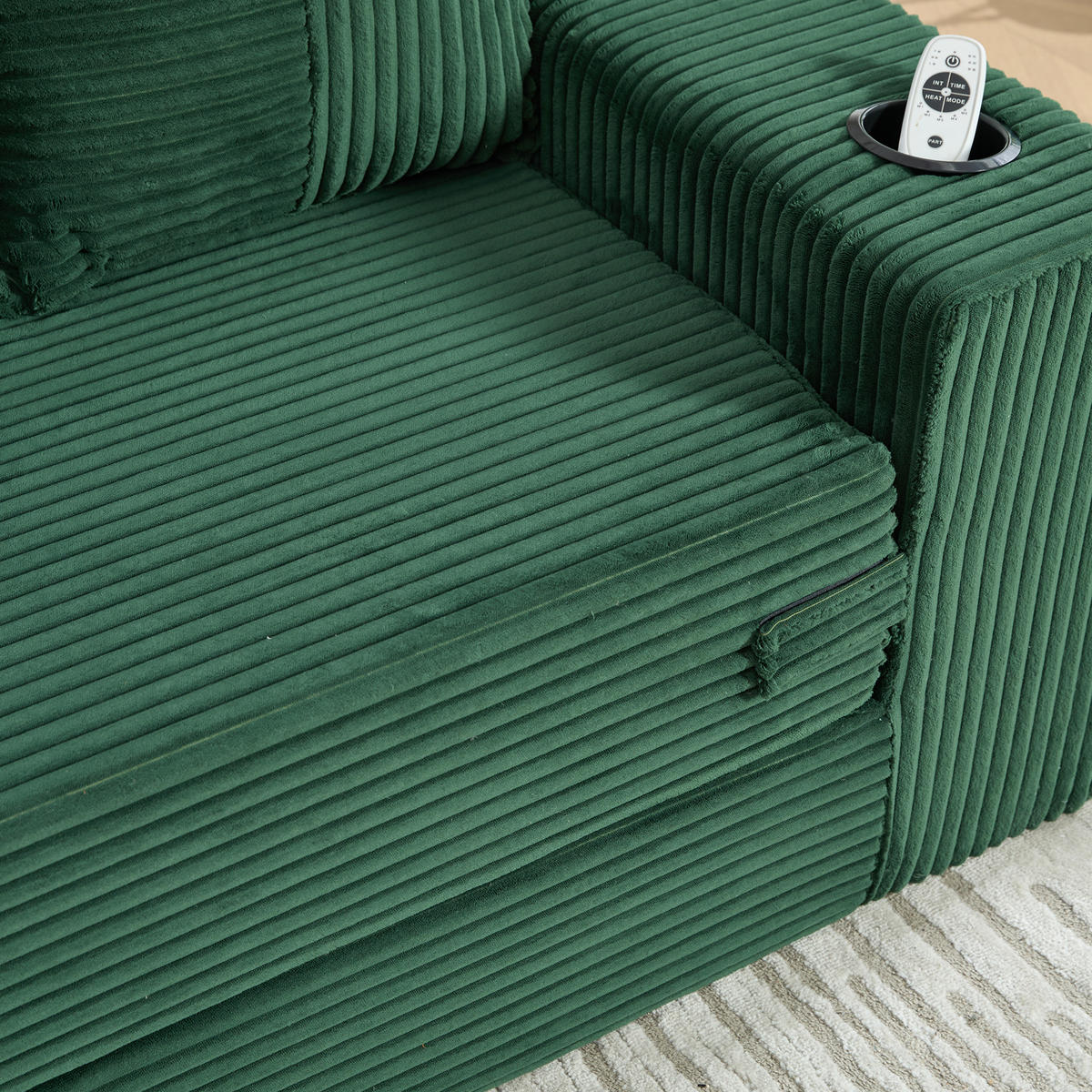 SCHLAFSOFA Modular mit Getränkehaltern und Seitentaschen, DE-42913, Smaragdgrün - Grün, Textil (172/64/87cm) - ComfortXL