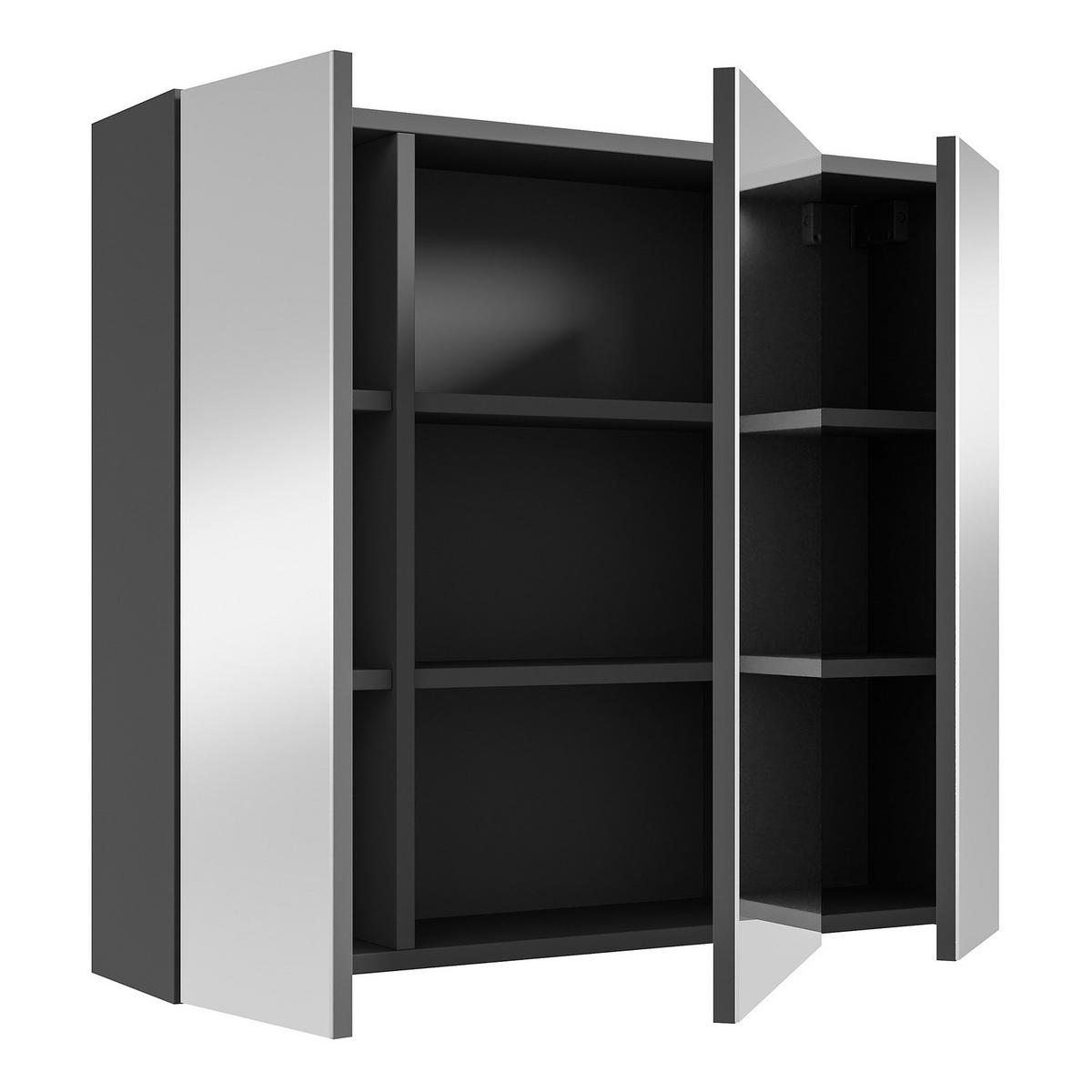 SPIEGELSCHRANK - Spanplatte - Schwarz, Holzwerkstoff (80/70/20cm) - home24