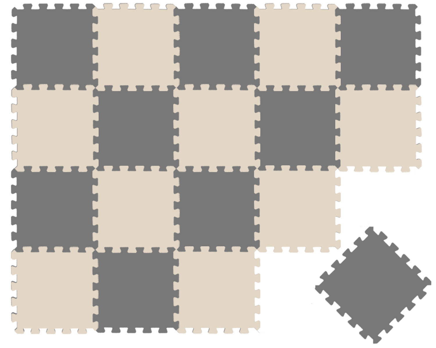 SPIELMATTE ab Null - 180/90/1 cm Puzzlematte Beige - Multicolor, Kunststoff (30/30cm) - Littletom