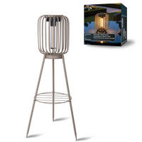 SOLAR-STEHLEUCHTE 3in1 mit COB-LED Solarpanel ELBLIGHT 17x17x68cm Metall Höhenverstellbar beige - Schwarz, Metall (17/17/68cm) - Northpoint