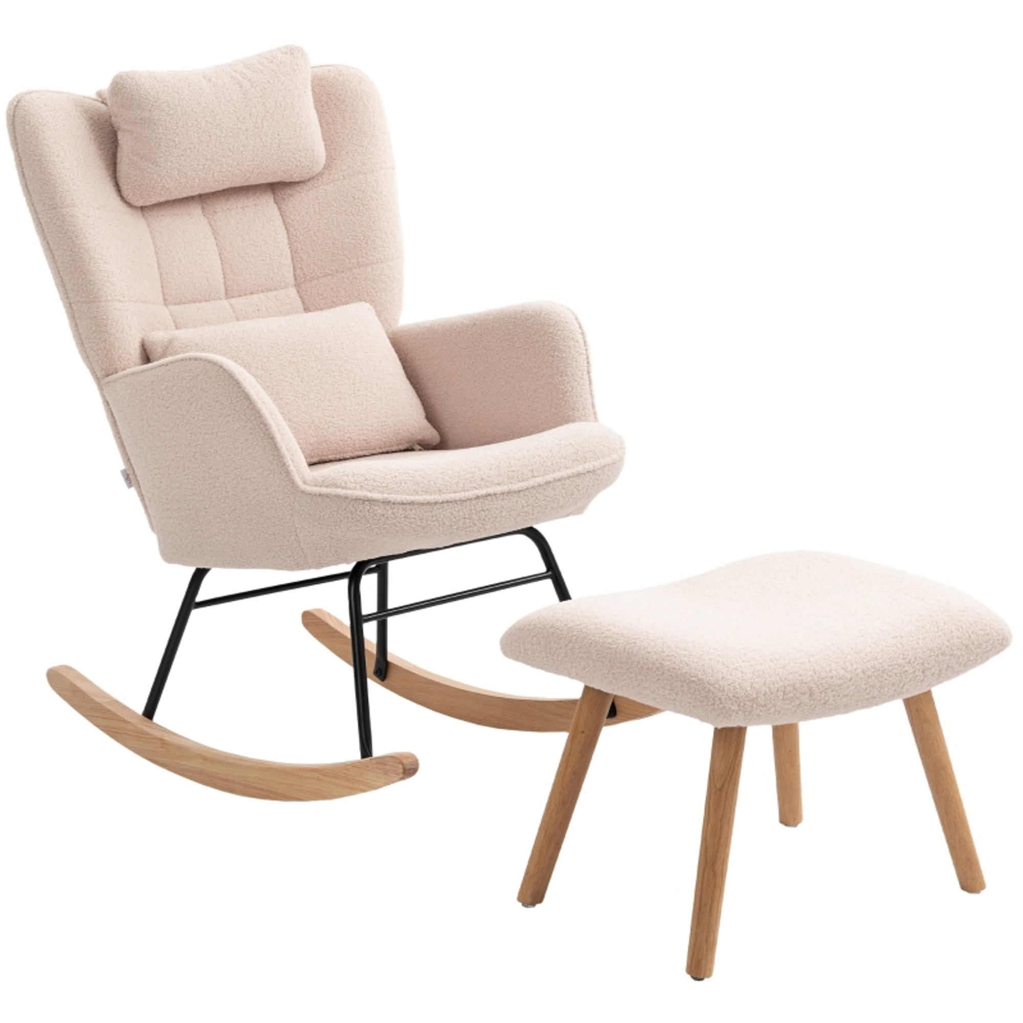 SCHAUKELSTUHL 101.5/70.5/99.5 cm Beige mit Fußhocker und Kissen - Beige, Textil (70.5/99.5/101.5cm) - Oxeza
