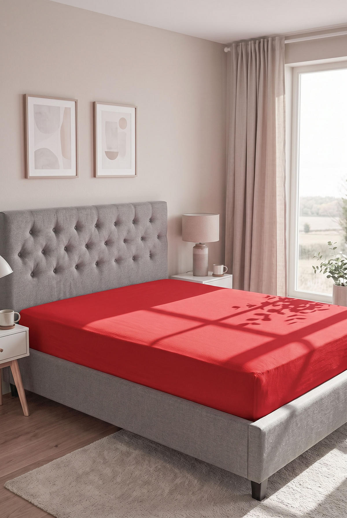 SPANNBETTTUCH Basic Jersey rot, 140x200 cm - 160x200 cm - Rot, Textil (160/200cm) - biberna