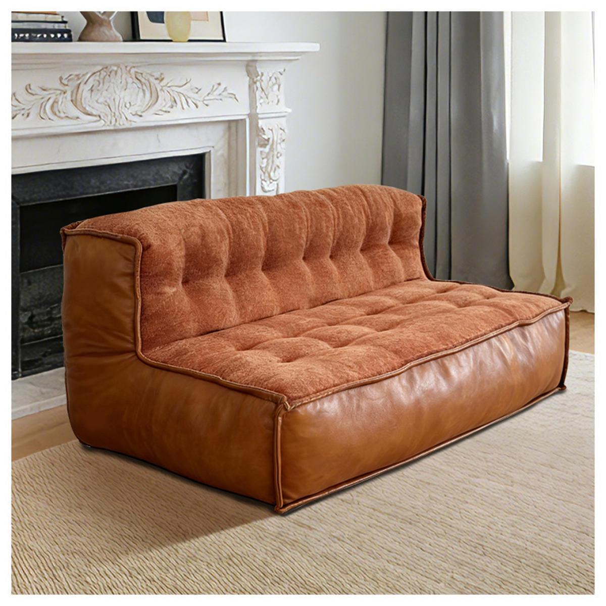 SOFA mit Knopfsteppung 2-Sitzer Braun - Braun, Kunststoff (131/60/93cm) - Meubliv