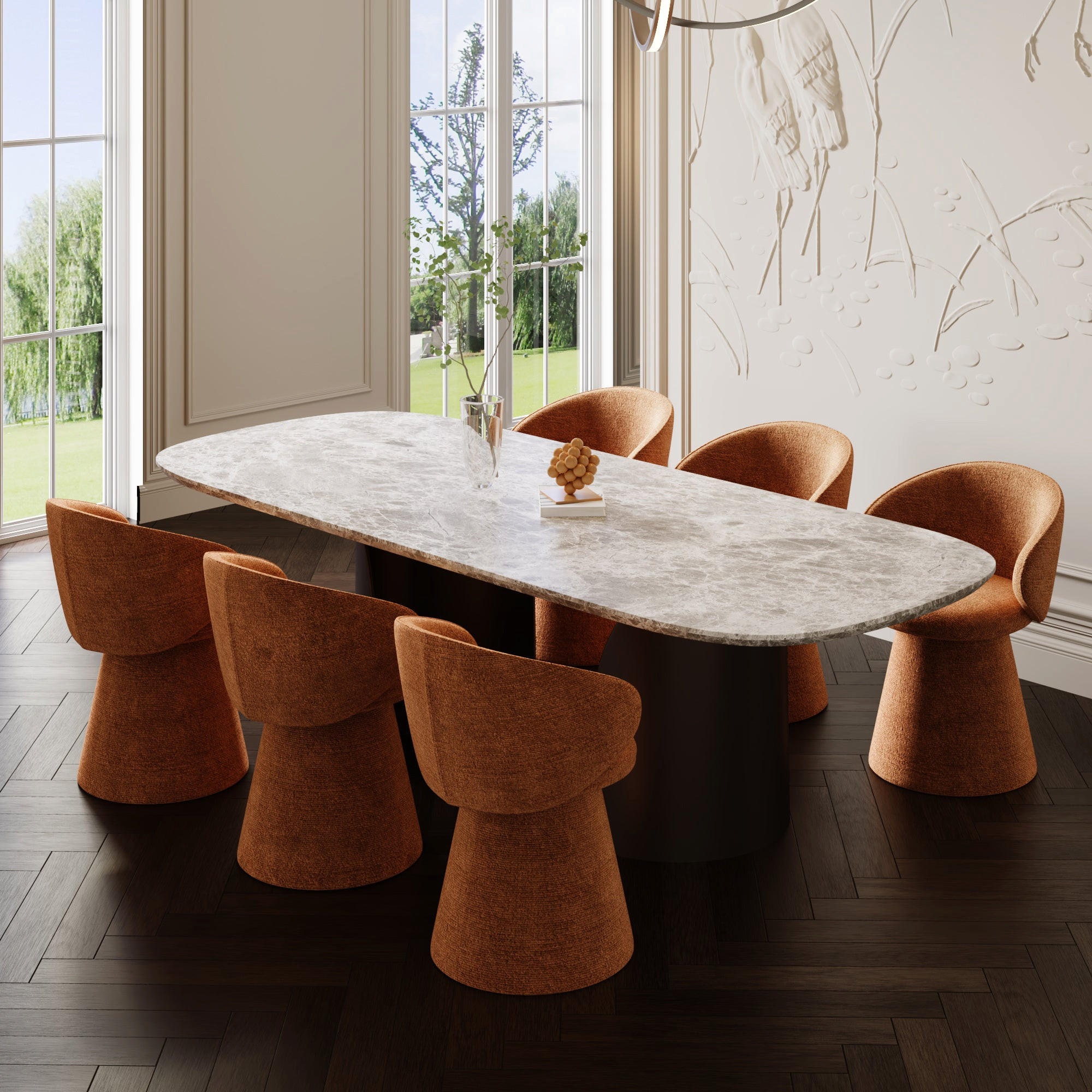 STUHL Texturierter Samt Terracotta 54cm - Terracotta, Textil (54/77.5/53.5cm) - Sia Home