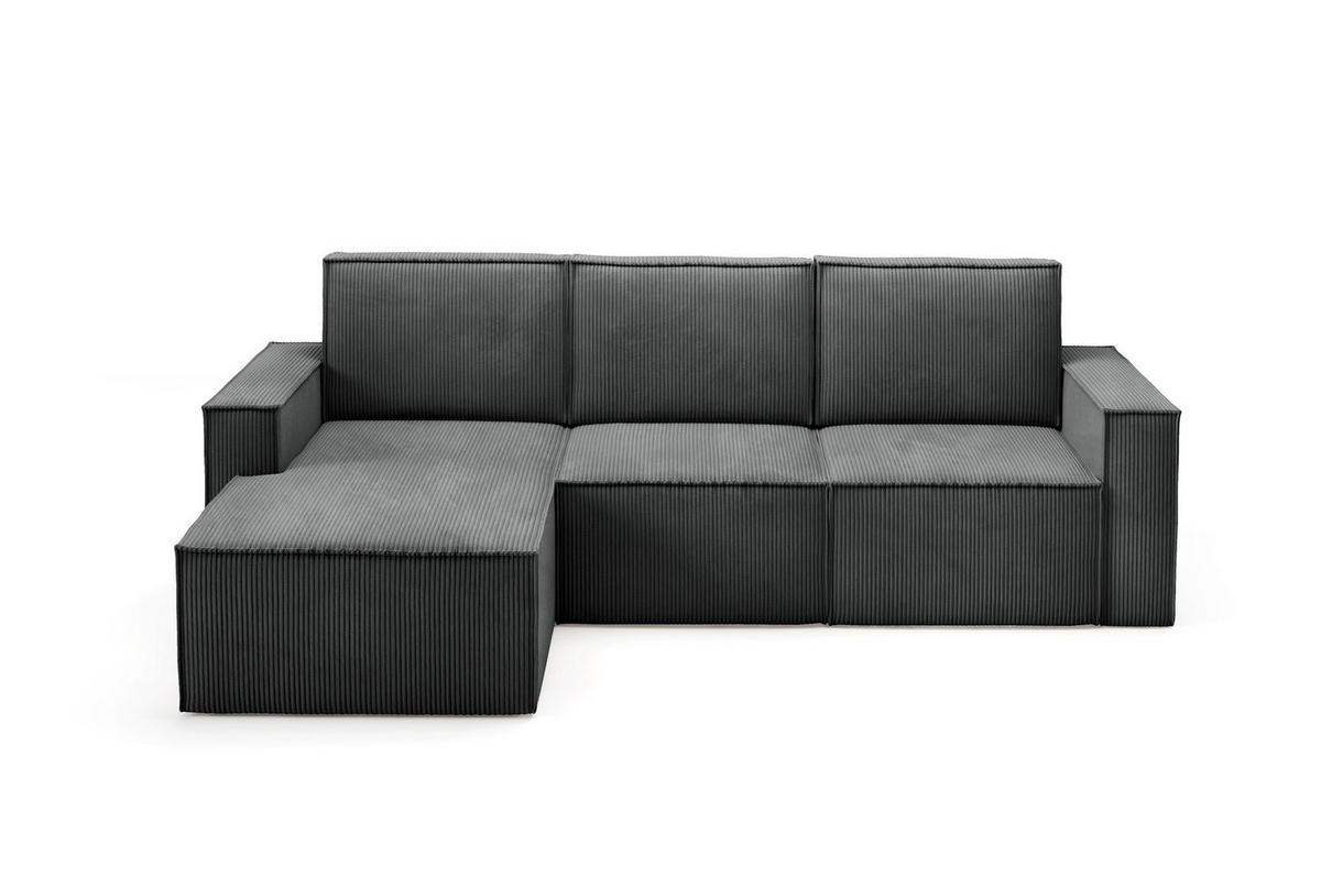 ECKSOFA Orto Dunkelgrau, Dreisitzer Kordecksofa rechte seite - Dunkelgrau, Holzwerkstoff/Textil (180/142cm) - Bettso