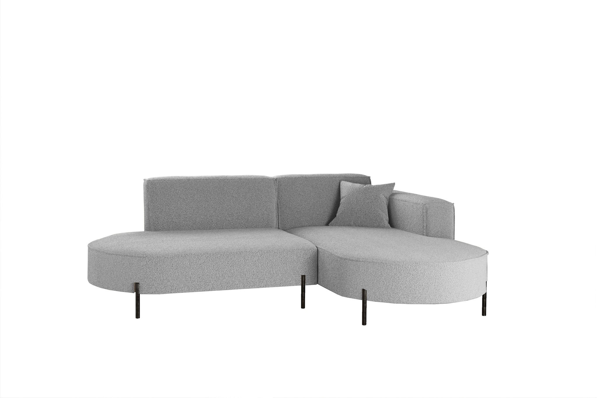 ECKSOFA Valencia Xs - Hellgrau, Holzwerkstoff/Textil (236/165cm) - Fun Möbel