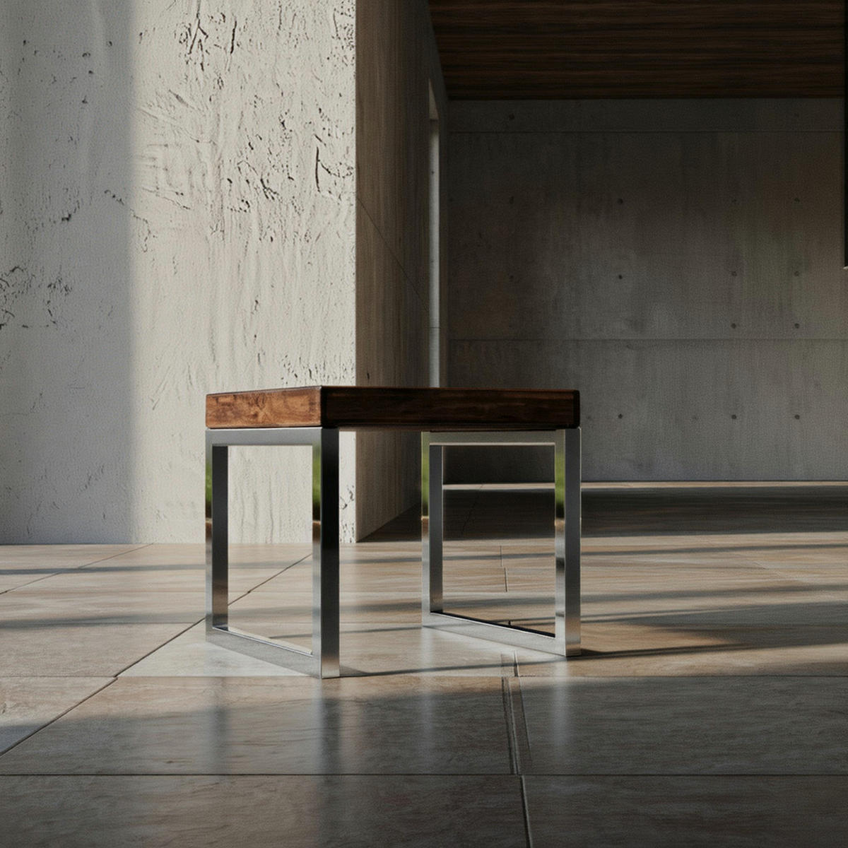 COUCHTISCH Massivholz Metallgestell Pflegeleicht, Braun 45x45x40 cm - Silberfarben/Braun, Holz/Metall (45/45/40cm) - KADIMA DESIGN