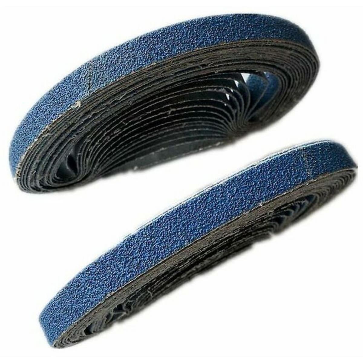 SCHLEIFBÄNDER – Zirkonoxid/Aluminiumoxid – 13 x 457 mm, Körnungen 4 x 40/60/80/120 – 16 Bänder pro Packung - Blau, Metall (45.7/1.3/1cm) - DCA
