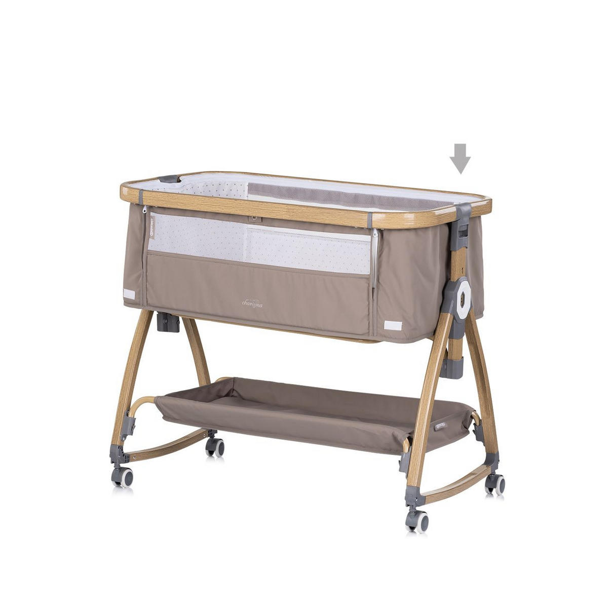 BEISTELLBETT Charisma braun 84 x 49 cm, Wiegenfunktion, höhenverstellbar, Anti-Reflux, Moskitonetz - Braun, Metall (49/84cm) - Chipolino
