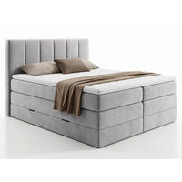BOXSPRINGBETT Star Max - 160x200 - grau (Paros 02, Velours) - Schwarz/Grau, Holz/Holzwerkstoff (160/200cm) - Sofnet