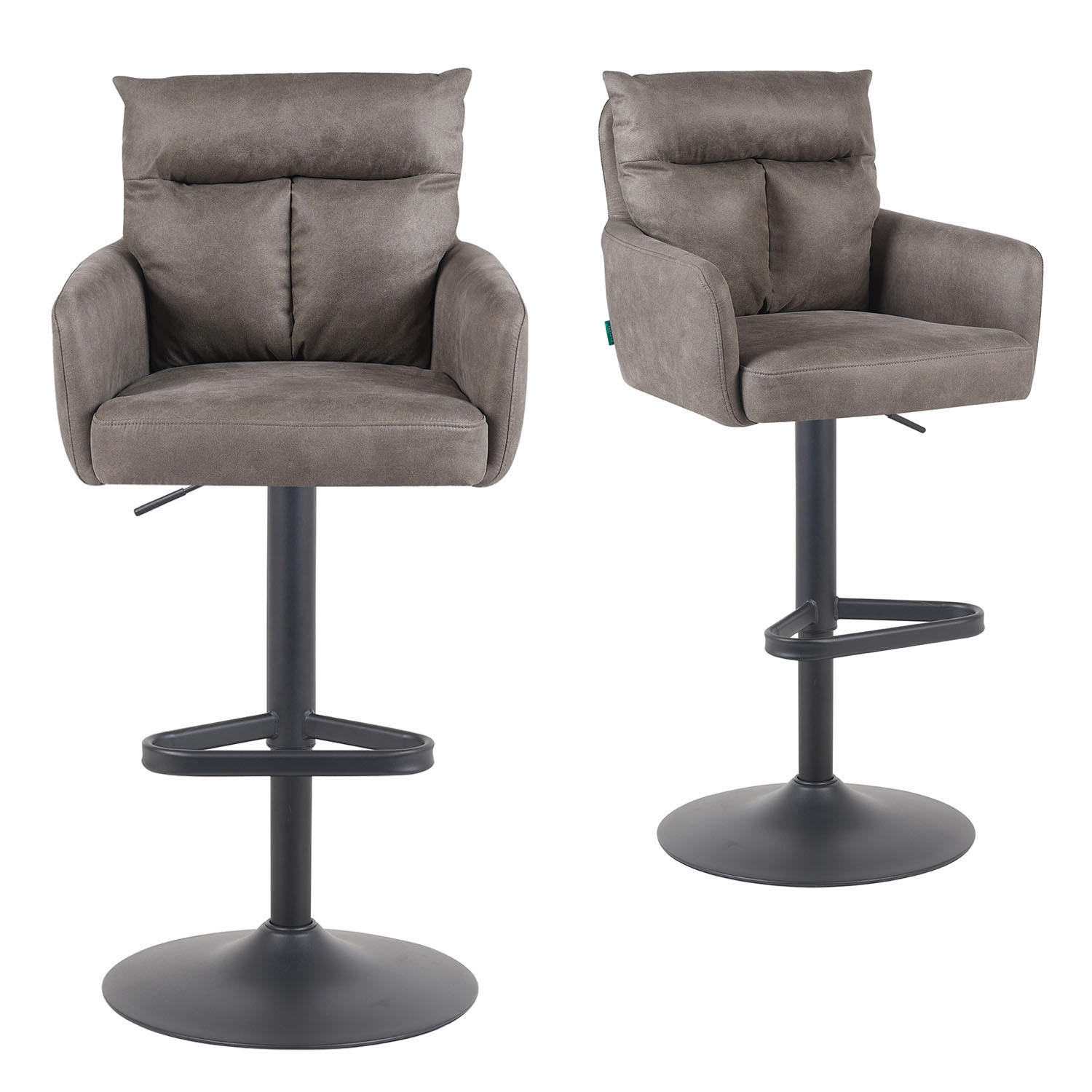 BARHOCKER Aris 2er-Set - Taupe/Schwarz, Textil/Metall (54/101/57cm) - DUBI Möbel