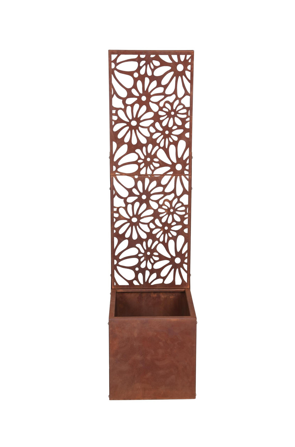 PFLANZKÜBEL Lena mit Deko-Sichtschutz Rostbraun Stahl Rankhilfe - Rostfarben, Metall (30/118/30cm) - DELUKE
