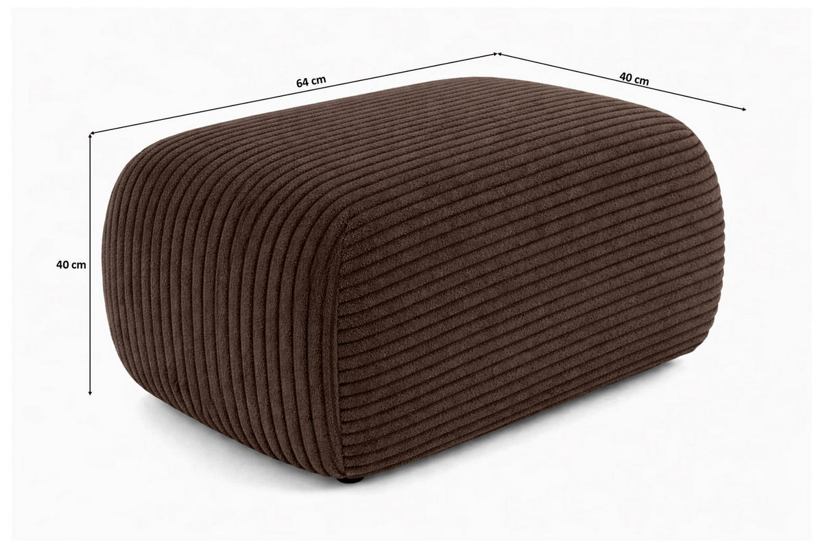 HOCKER Sitzpouf Für Wohnzimmer, Cordstoff Poso, Braun, BIS - Braun, Holz (64/40/40cm) - Kaiser Möbel