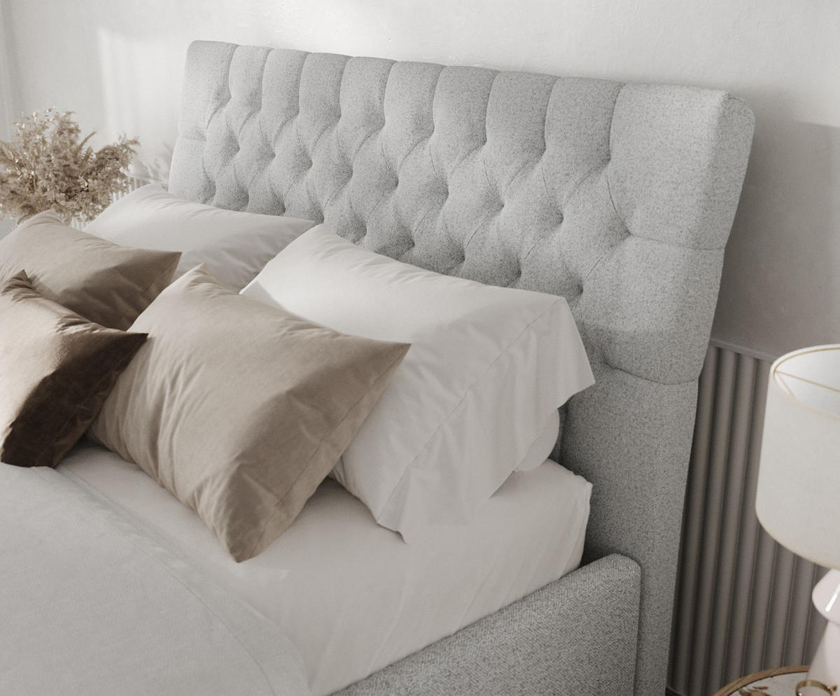 POLSTERBETT Lira 160/200 cm Hellgrau im Riva Stoff - Hellgrau/Naturfarben, Holz/Holzwerkstoff (160/200cm) - AltaBeds