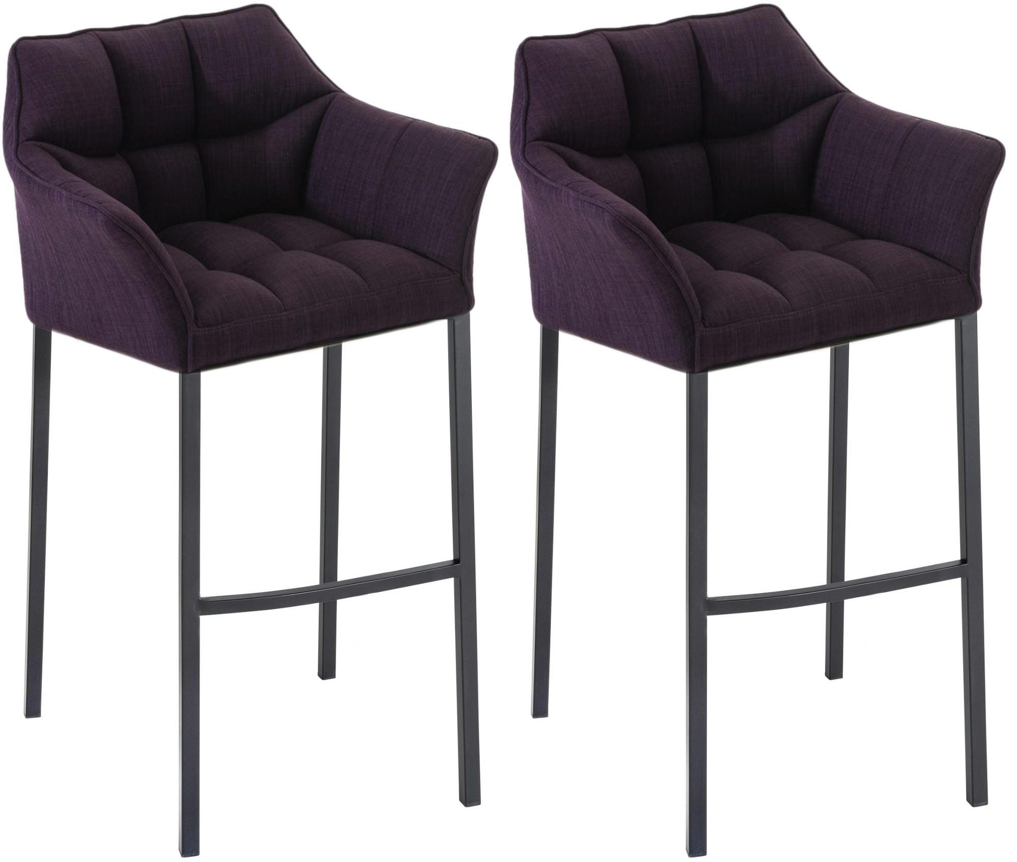 BARHOCKER 2er Set Stoff lila - Lila/Schwarz, Textil/Metall (64/110/48cm) - CLP