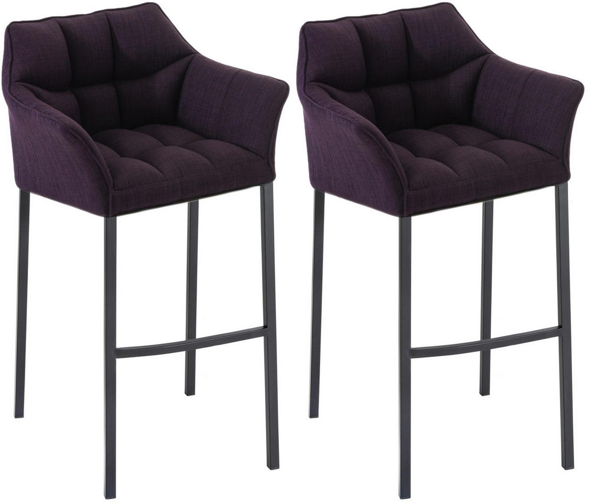 BARHOCKER 2er Set Stoff Lila - Lila/Schwarz, Textil/Metall (64/110/48cm) - CLP