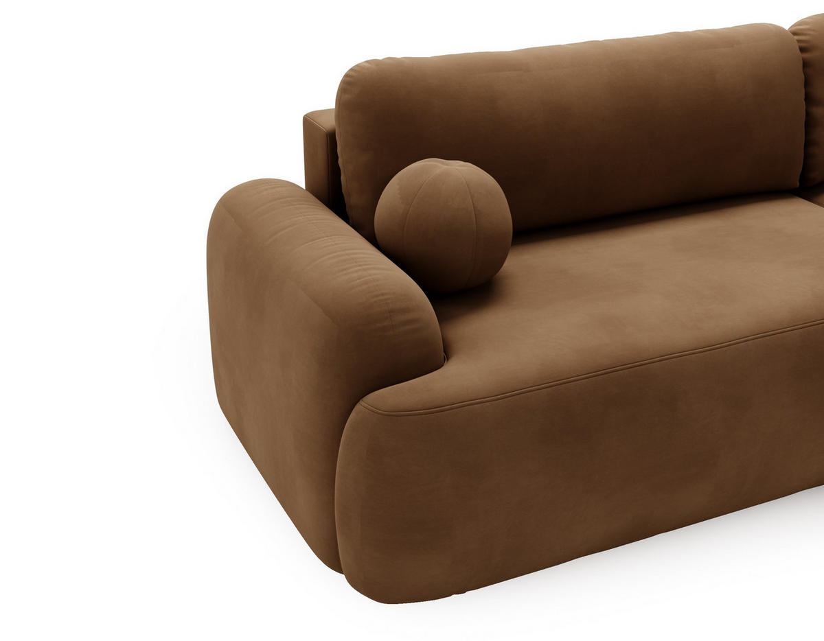 ECKSOFA Cloudy Braun, Sofa aus Velourstoff mit Kissen, rechte seite - Braun, Holzwerkstoff/Textil (261/177cm) - Bettso